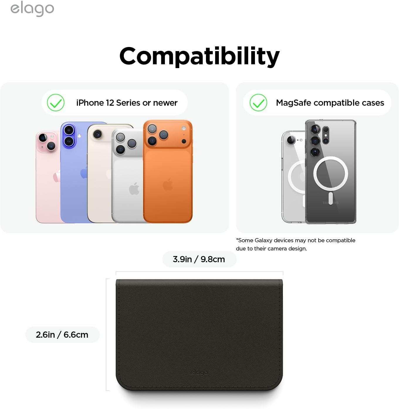 Elago Magnetic Vegan Leather Wallet Card Holder 4-Cards Compatible with Magsafe for Iphone 17/16/15/14/13/12 Series - Secure Phone Wallet, Scratch and Damage Protection (Black) - Brown image number 2