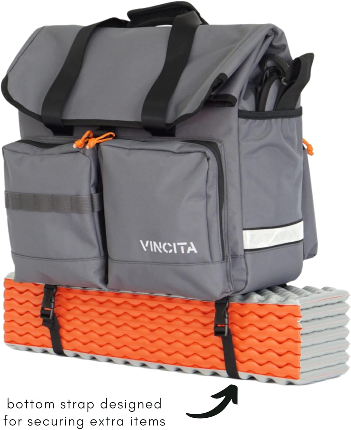Vincita Large Black Minimal Brompton Bike Bag Accessory - with Laptop Compartment, Rain Cover, Shoulder Strap & Frame Mount image number 6