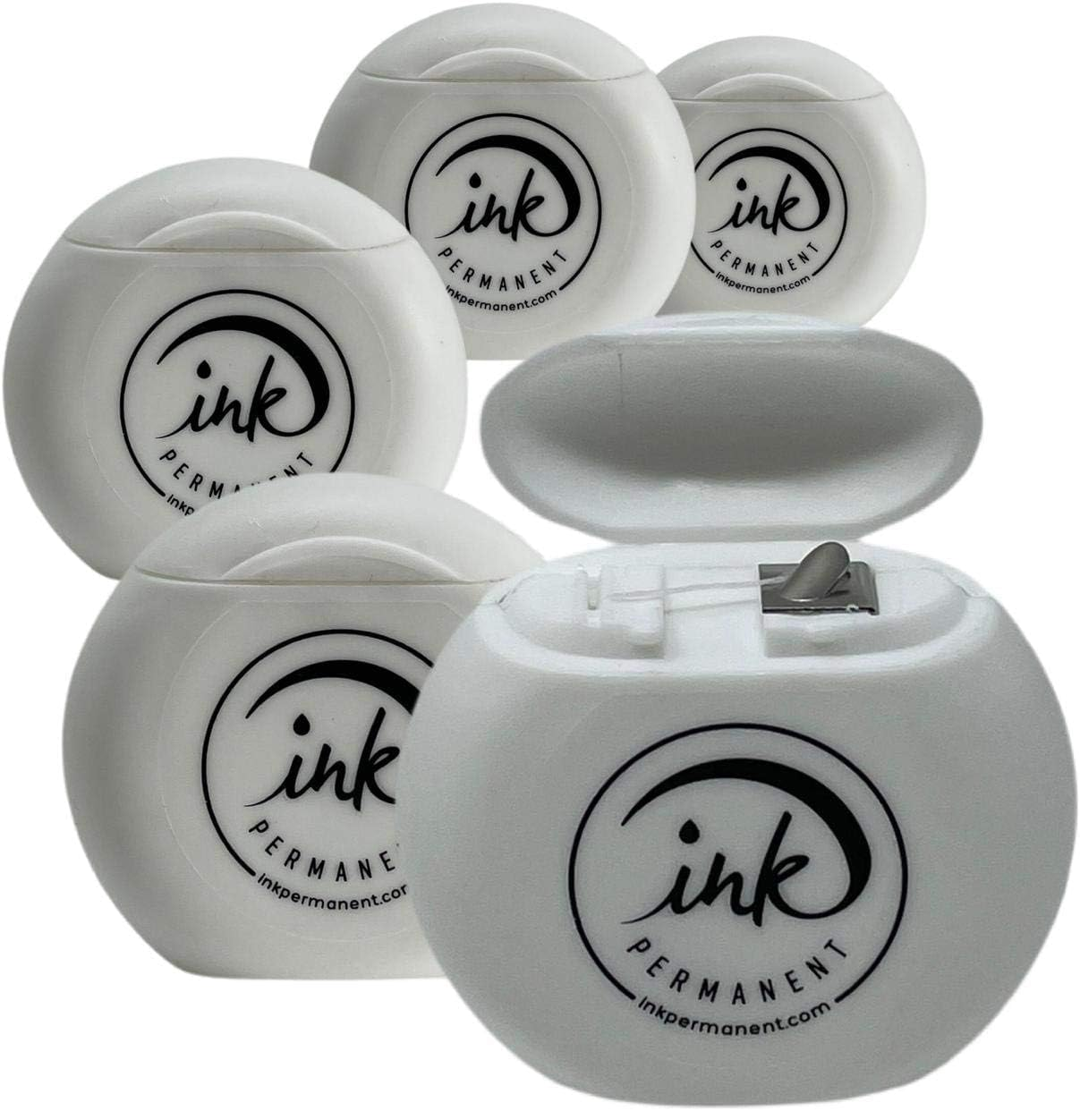 5 Pack Pre-Inked Premium Eyebrow Mapping String by Ink Permanent 125 M - 410 Ft Mapping Thread for Eyebrow Shaping for Microblading, PMU and Henna Procedures 25M Each (White)