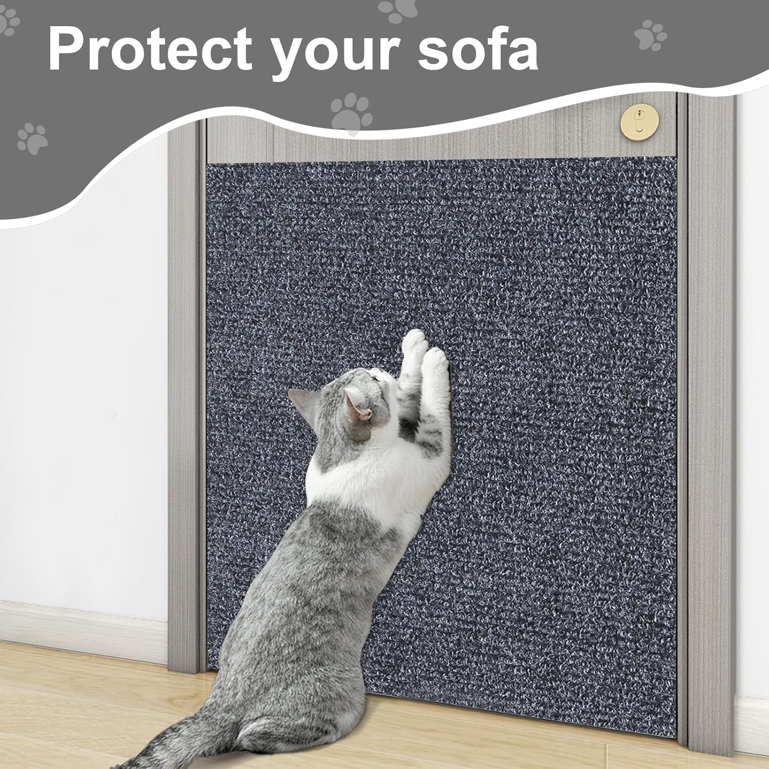 Pack of 2 Scratching Mat for Cats, 100 Cm X 30 Cm Scratch Protection Cat Scratching Mat Self-Adhesive Scratching Mat Cat DIY Trimmable Carpet Mat Pad Cat Scratching Boards Reusable Scratching Mat Cat image number 4