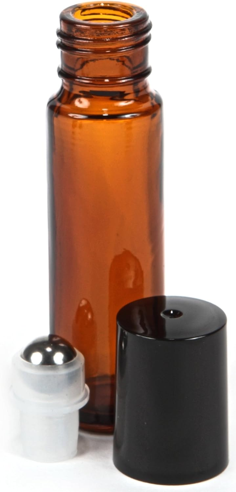 Vivaplex, 6, Amber, 10 Ml Glass Roll-On Bottles with Stainless Steel Roller Balls - .5 Ml Dropper Included image number 3