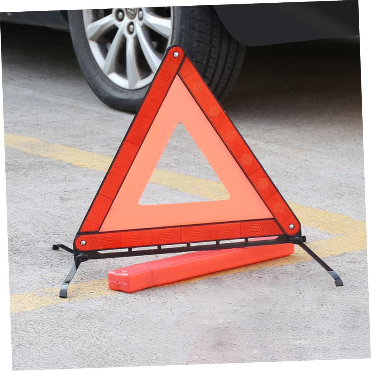 SOLUSTRE Foldable Reflective Warning Triangle Tripod Car Roadside Safety Early Warning Sign Emergency Reflective Triangle for Road Trip and Semi Truck Accessories image number 3