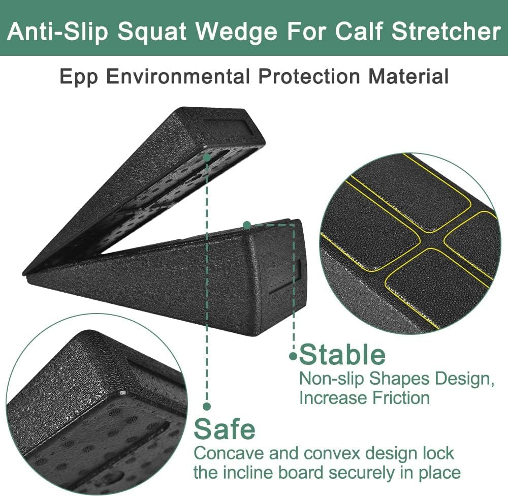 BLAZDEVE 3PCS Squat Wedge Block, Non-Slip Heel Elevated Slant Board for Squats, Weightlifting, Calf Stretching, Slant Board for Squats to Improve Squat Mobility Balance & Strength Performance image number 6