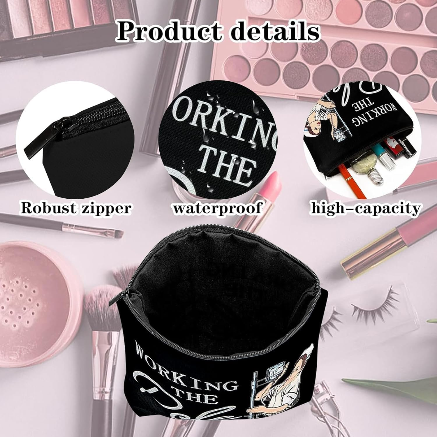 Nurse Graduation Gift Makeup Bag - Survival Kit Cosmetic Organizer with Zipper Pouch, Multi-Purpose Travel Toiletry Bag for School Nurses, Work Accessories & Funny Appreciation Gifts (Canvas) (Black) image number 1