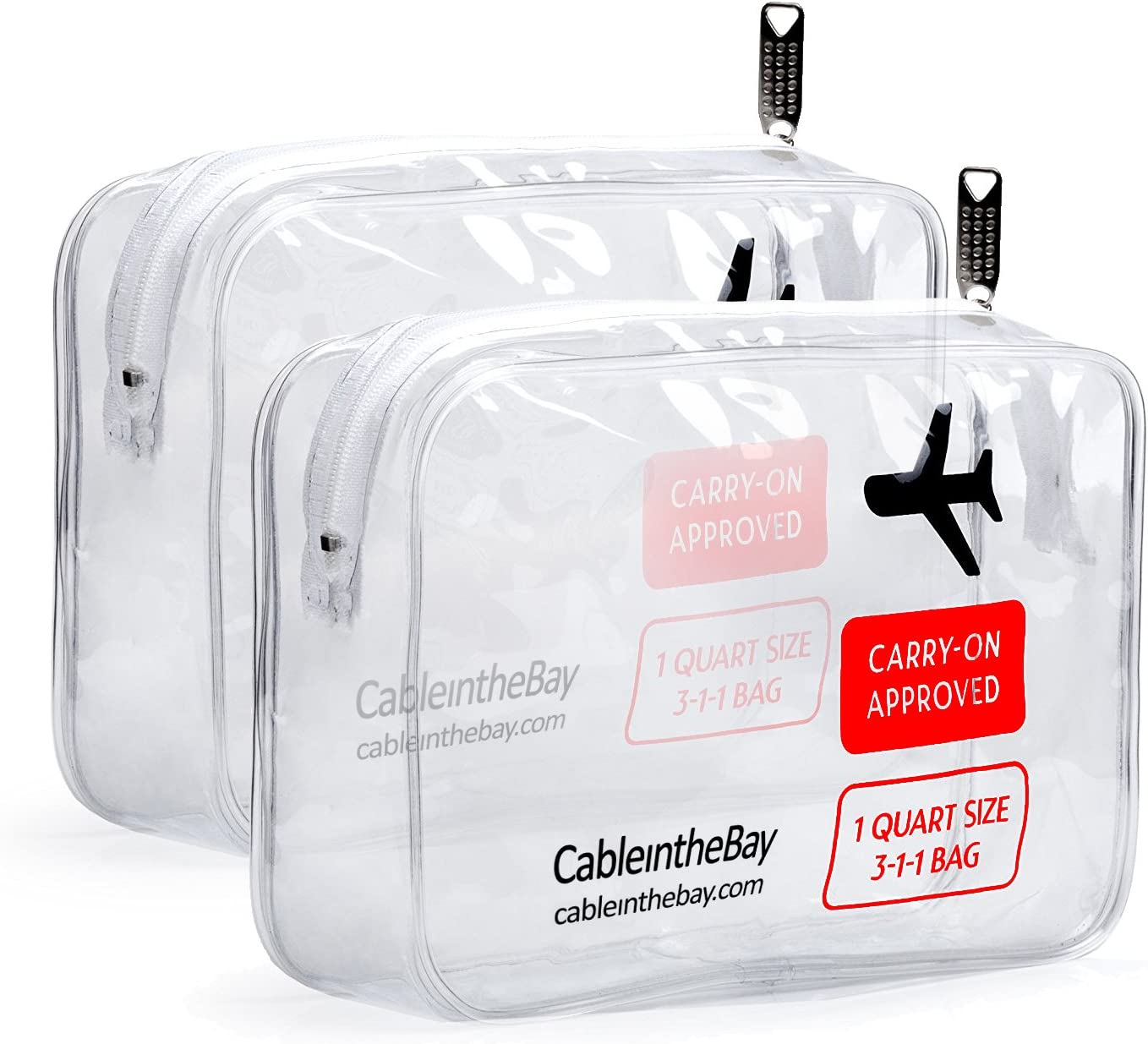 Cableinthebay TSA Approved Toiletry Bags, Clear, 2 PACK image number 4