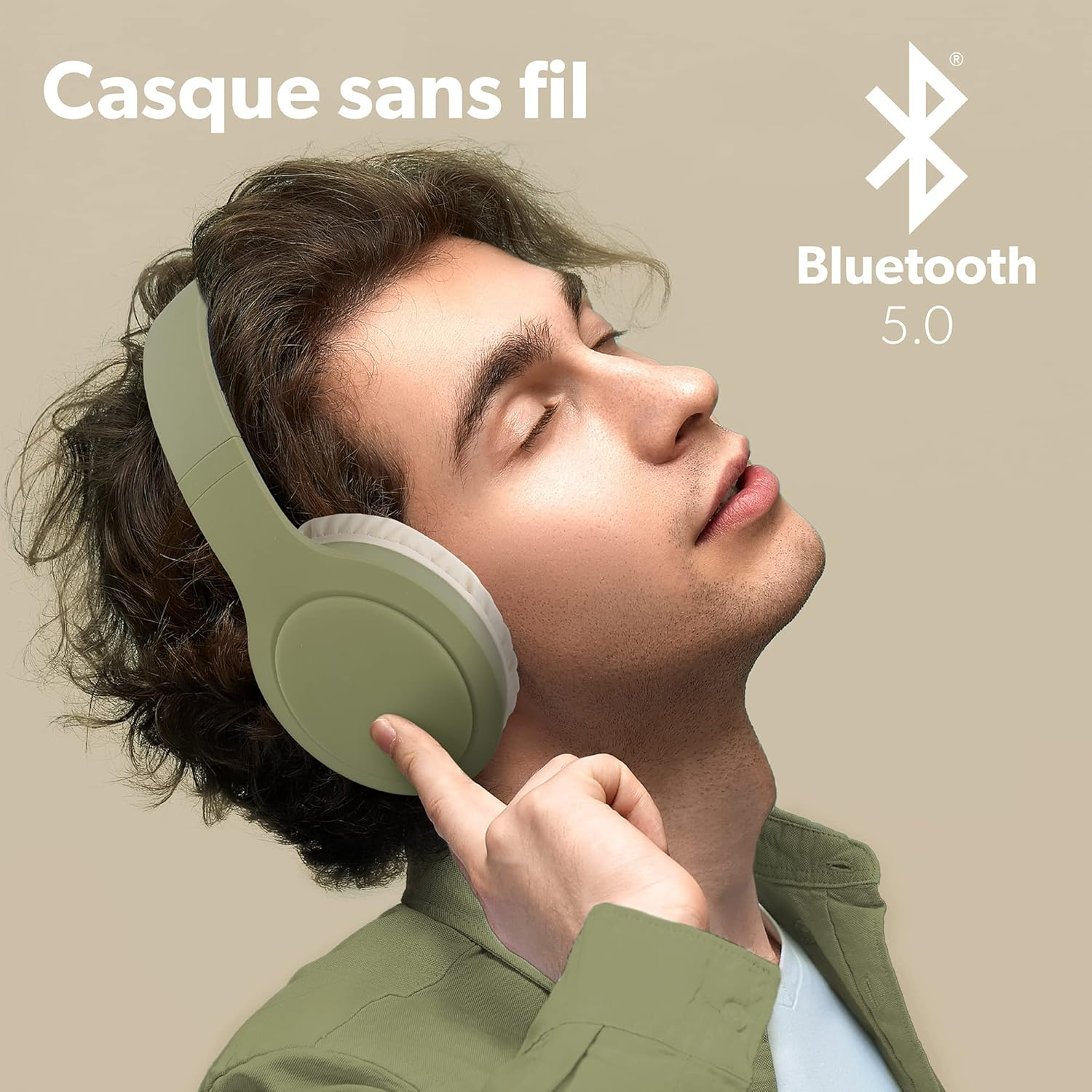 T'Nb Wireless Headphones, Foldable, Passive Noise Reduction, Bluetooth Connection, Stereo Sound with Built-In Microphone, Battery Life up to 30 Hours - Green image number 6