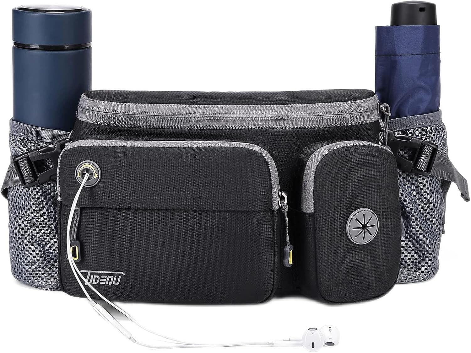 TUDEQU Large Fanny Pack with Water Bottle Holders,Dog Walking Fanny Pack,Hiking Waist Pack,Mens Fanny Pack,Waist Bag