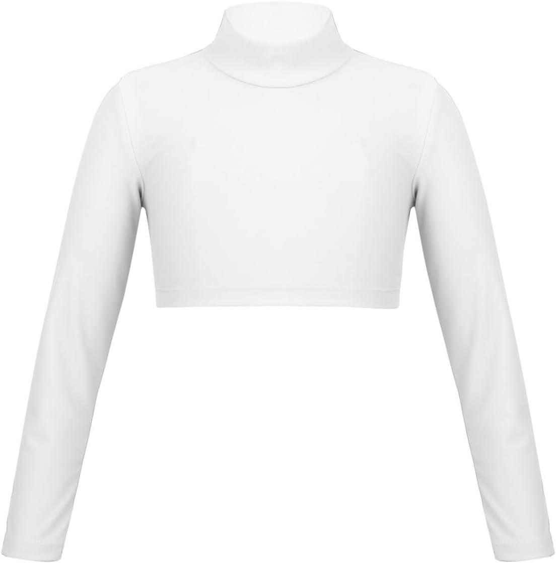 Sxiwei Kids Girls Long Sleeve Mock Neck Ballet Dance Gymnastic Crop Top Dancewear