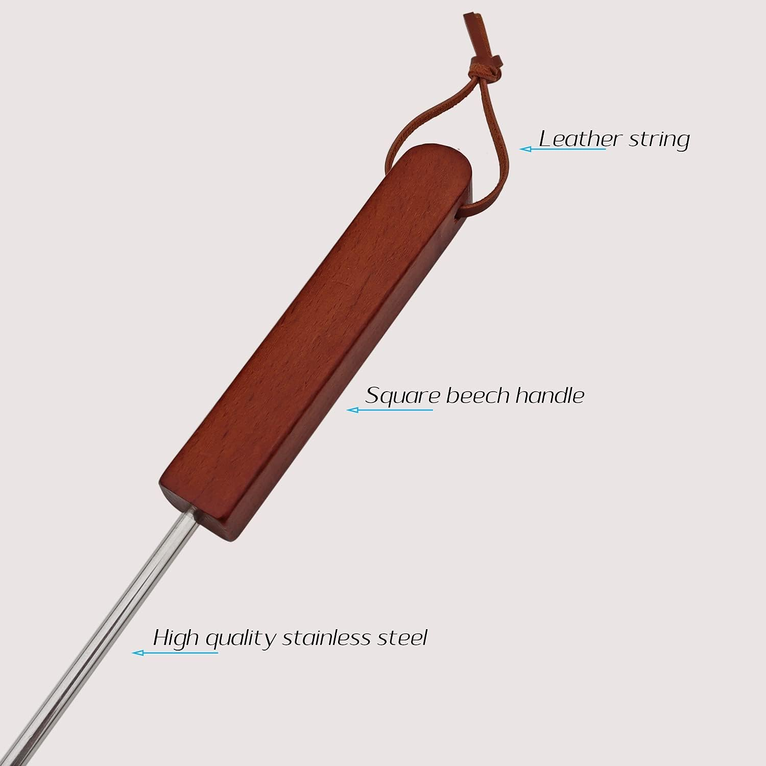 PEPKICN 46Cm Pigtail Food Flipper - Stainless Steel BBQ Meat Turner Hook with Wooden Handle for Grilling & Smoking image number 3