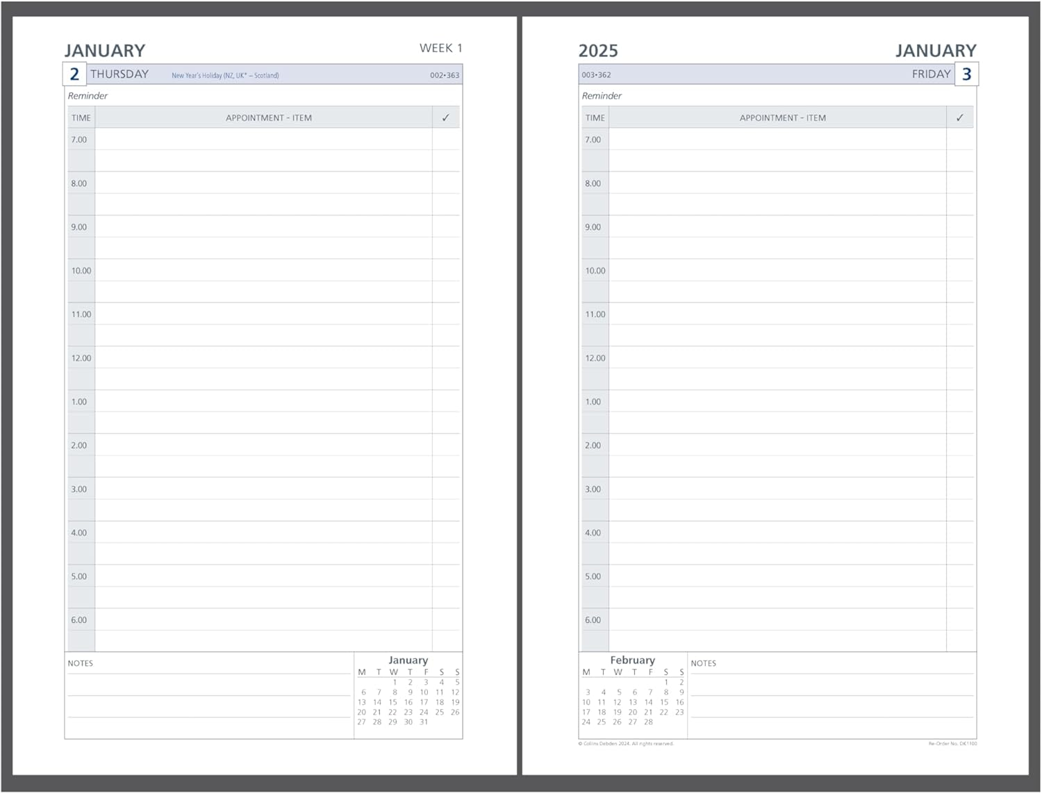 Collins Day Planners - Desk Day to Page - Refill Calendar Year Diary/Planner - with Appointments - 2025 image number 1