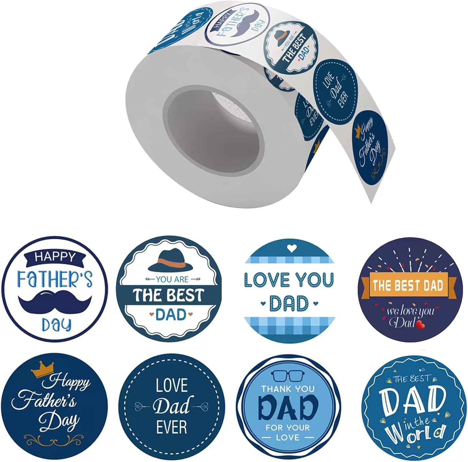 HADDIY Happy Father'S Day Stickers,500 Pcs 1.5 Inches Dad Stickers Lables in Bulk for Father Day Cards,Envelopes Seals,Cookies,Box and Gifts Wrapping Decoration