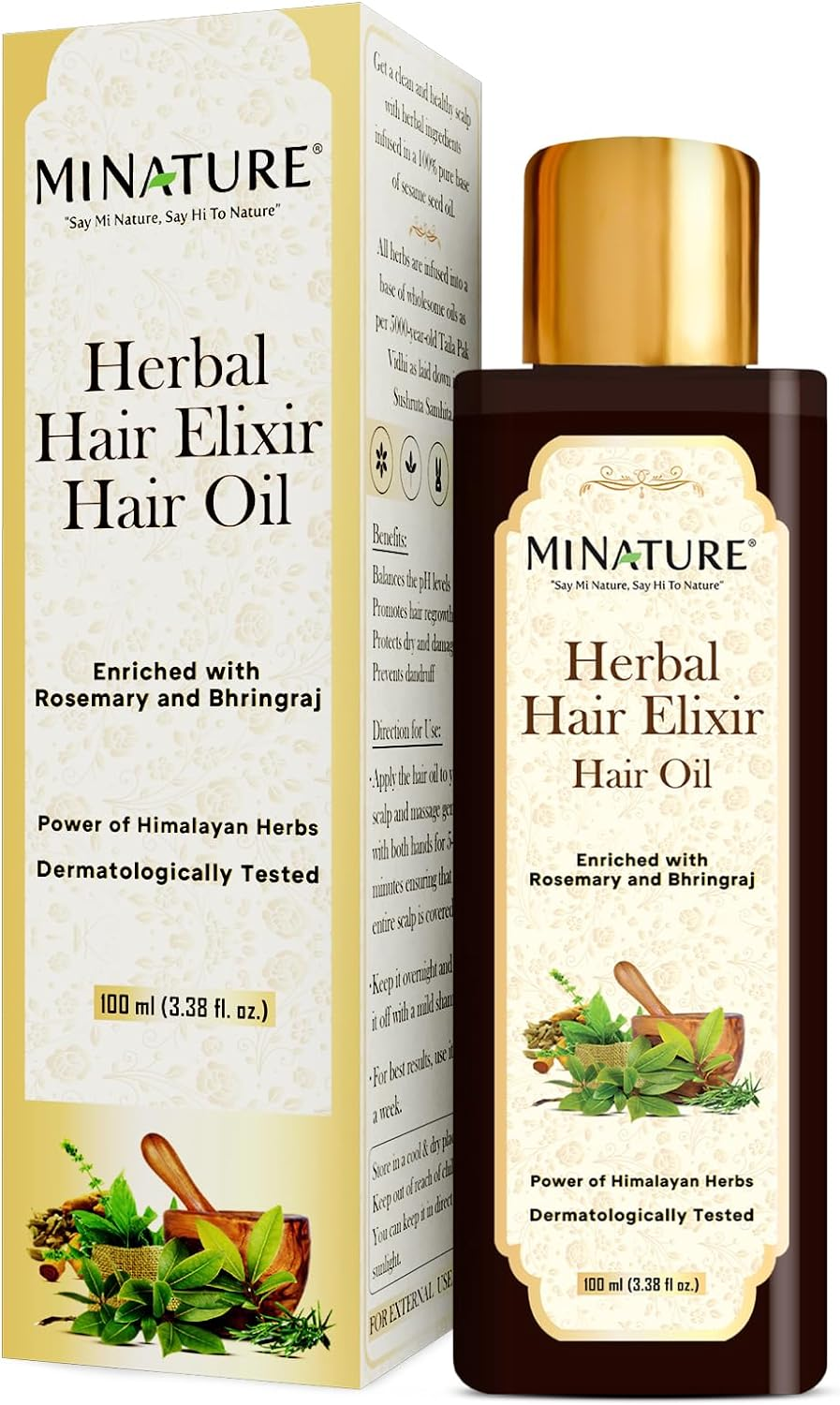 Mi Nature Elixir Oil | Power of Himalayan Herbs | Enriched with Rosemary, Brahmi, Bhringaraj Fenugreek | Dermatologically Tested |100Ml (3.38 Fl Oz) image number 4