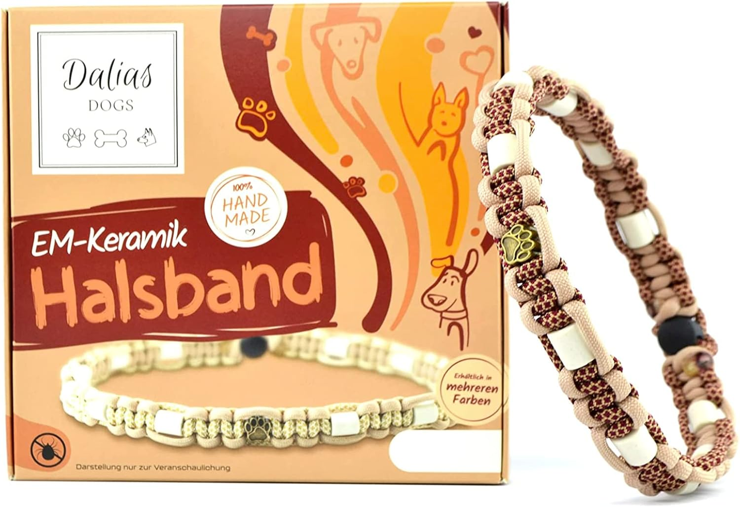 EM Ceramic Collar for Dogs & Cats - Made to Measure EM Band Original US Paracord (41-50 Cm, Black/White) image number 4