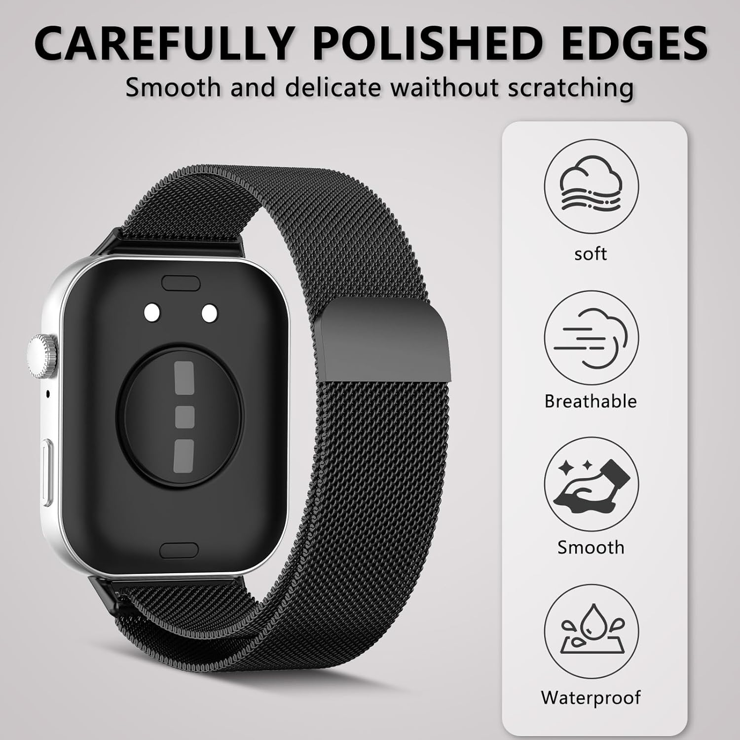 Hinnwer Bracelet for Huawei Watch Fit 3 Magnetic Watch Strap Stainless Steel Metal Replacement Strap Stainless Steel Strap Quick Release for Huawei Watch Fit 3 - Gray image number 2