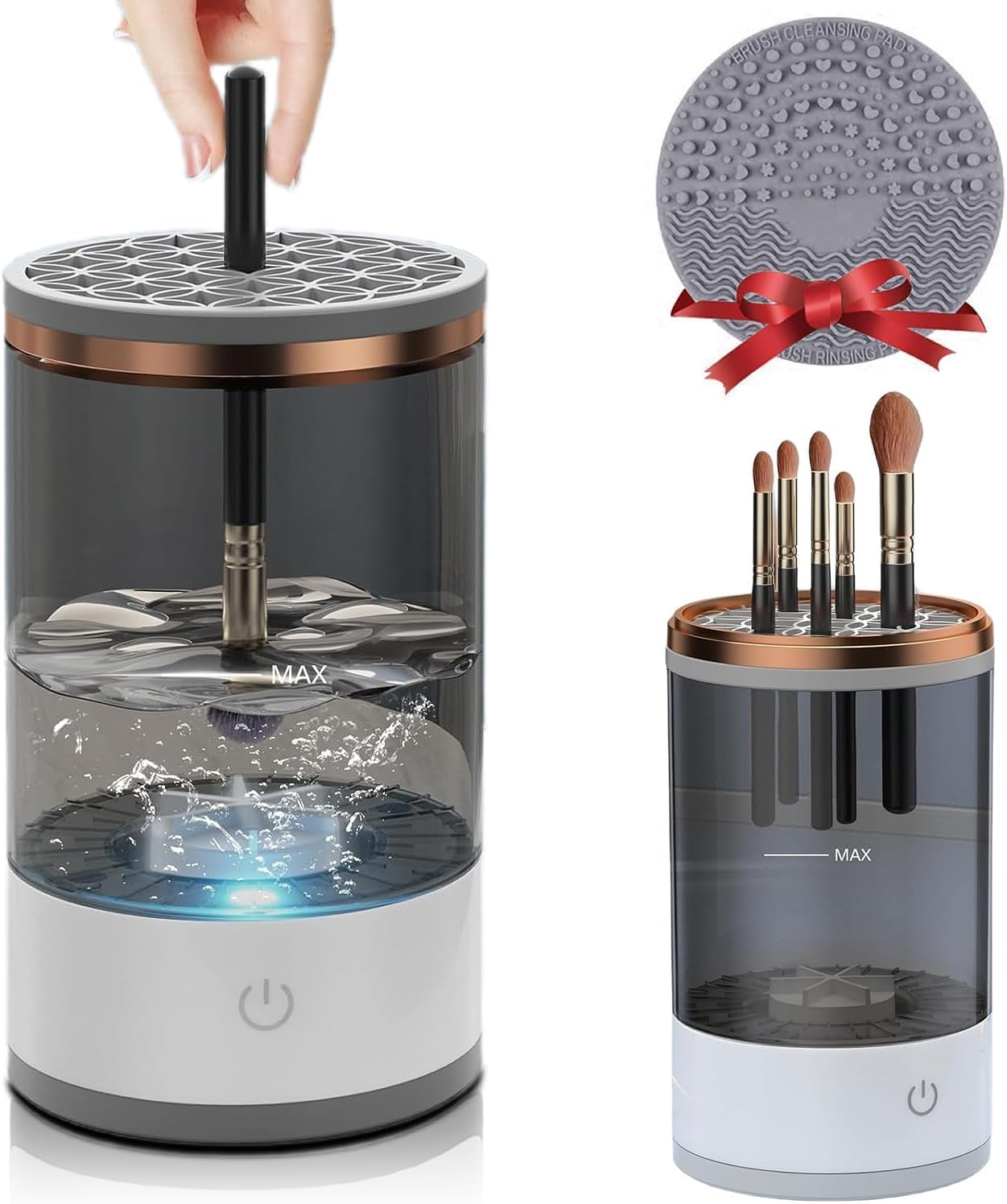 Electric Makeup Brush Cleaner, Automatic Make up Brush Cleaner Machine with Brush Cleaner Mat, Portable Automatic Spinner Cosmetics Brushes Cleaner for All Size Makeup Brushes image number 2