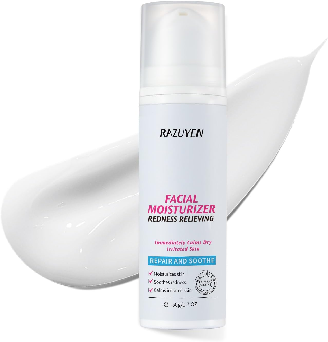 RAZUYEN Ceramide Moisturiser, Calm Face Cream for Sensitive Skin, Soothes and anti Redness Cream for Face Day and Night Skincare, Non Comedogenic, 1.7 Oz image number 2