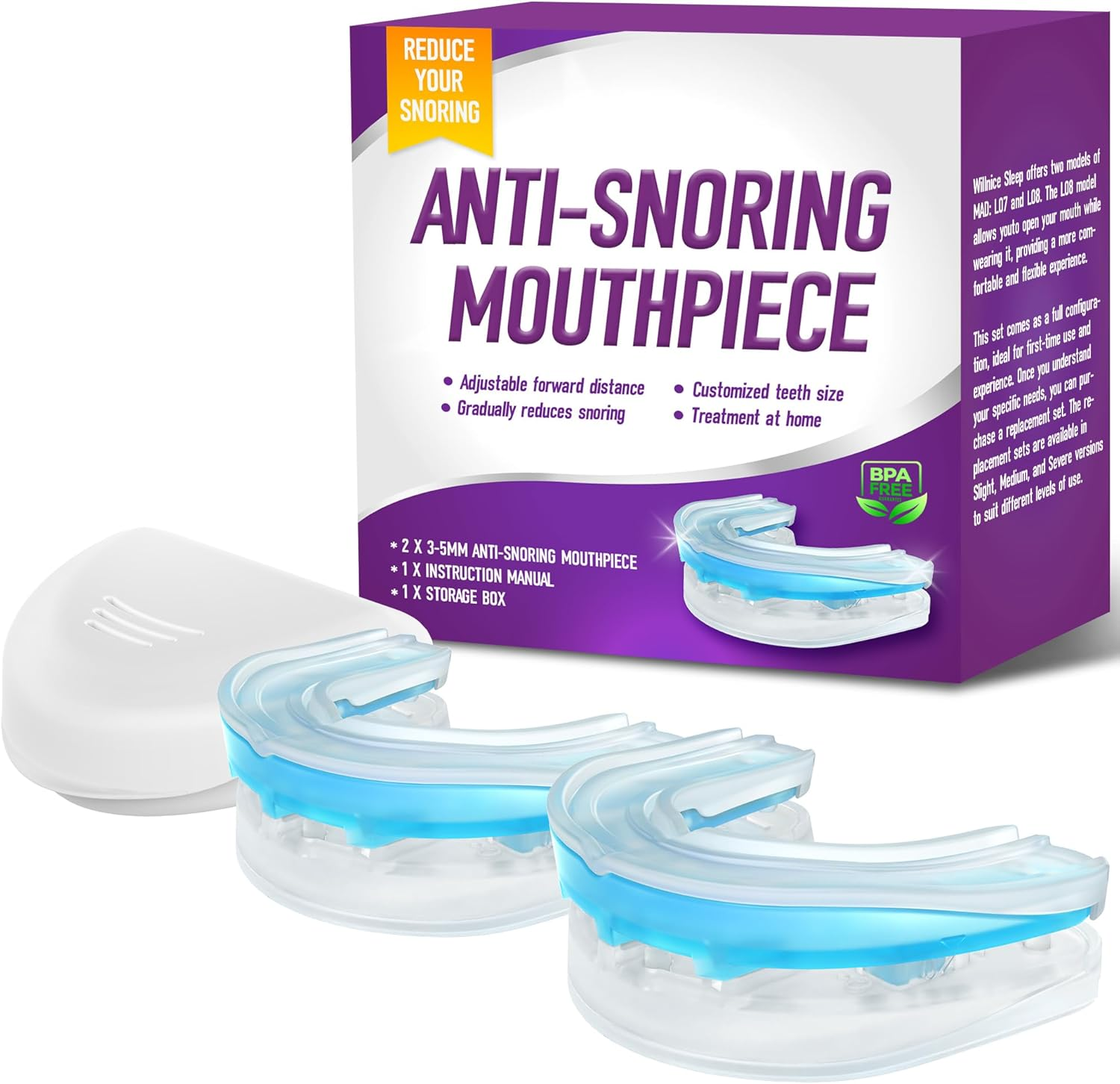 Airsmart anti Snoring Mouthpiece, Moldable and Reusable anti Snoring Mouth Guard, Oral Device to Reduce Snoring, Comfortable Fit for Most of Mouth,Moderate Snoring Version image number 3