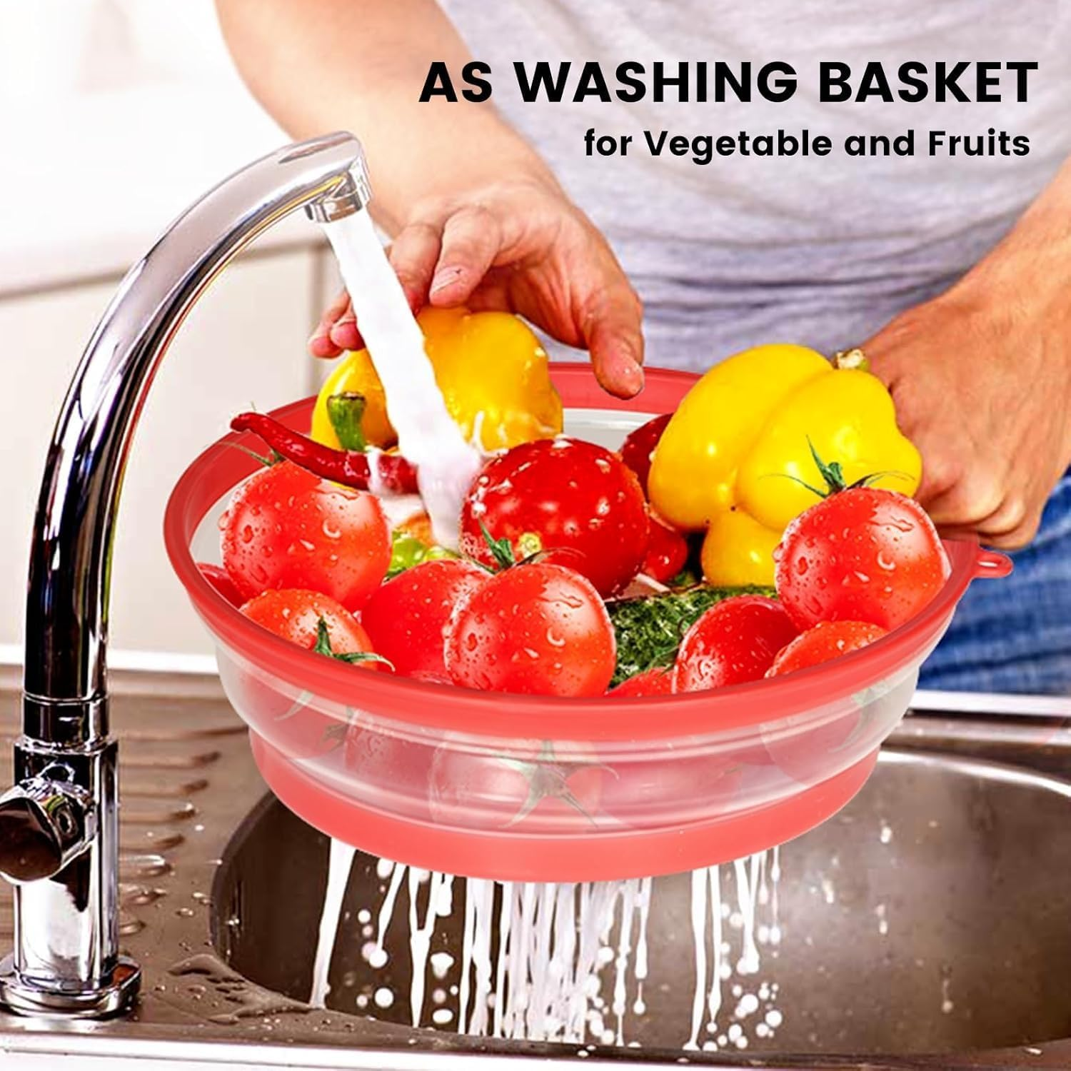 2-In-1 Microwave Splash Cover, Ventilated Folding Food Microwave Cover,Kitchen Filter Pot, Suitable for Dining in the Kitchen and Outdoors (Red) image number 3