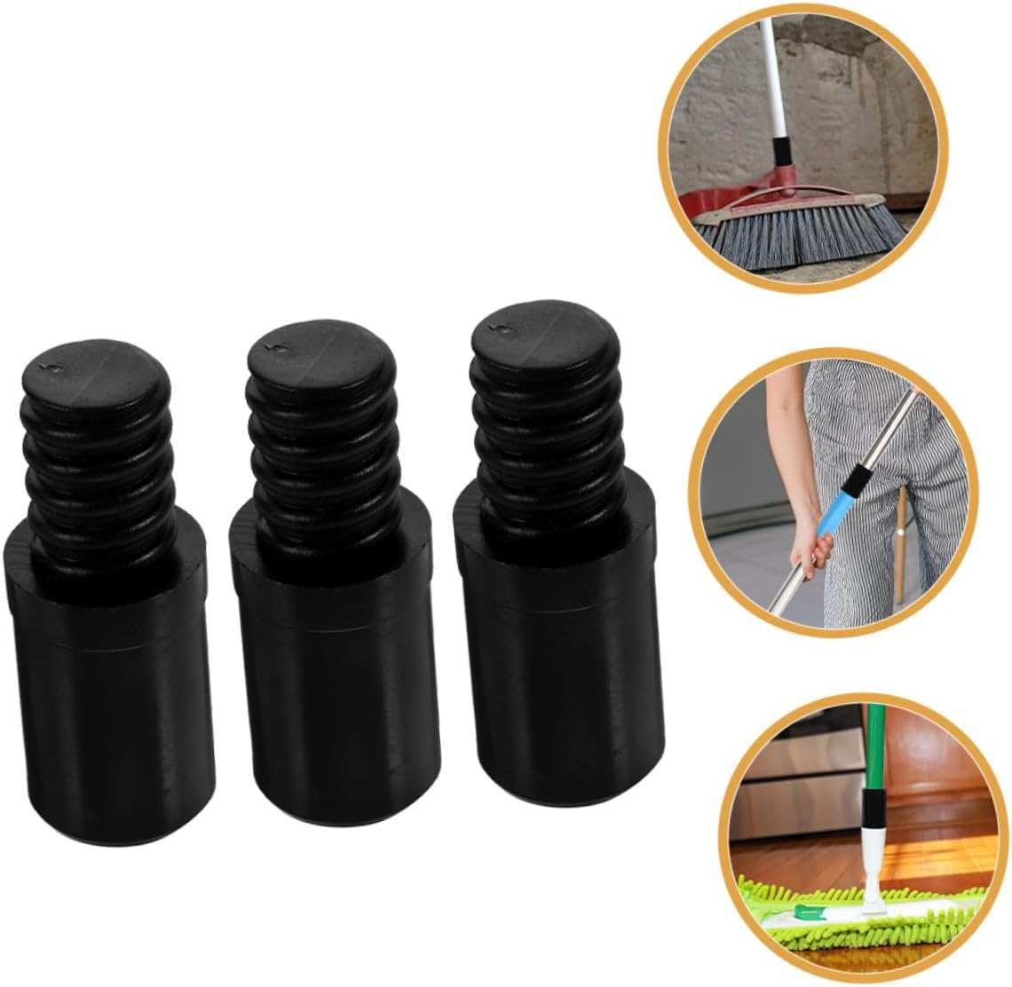 Ciieeo 3Pcs Threaded Connector Replacement Tip for Broom Handle Compatible Metal Pole Extensions for Household Cleaning Tools and Laundry Accessories image number 1