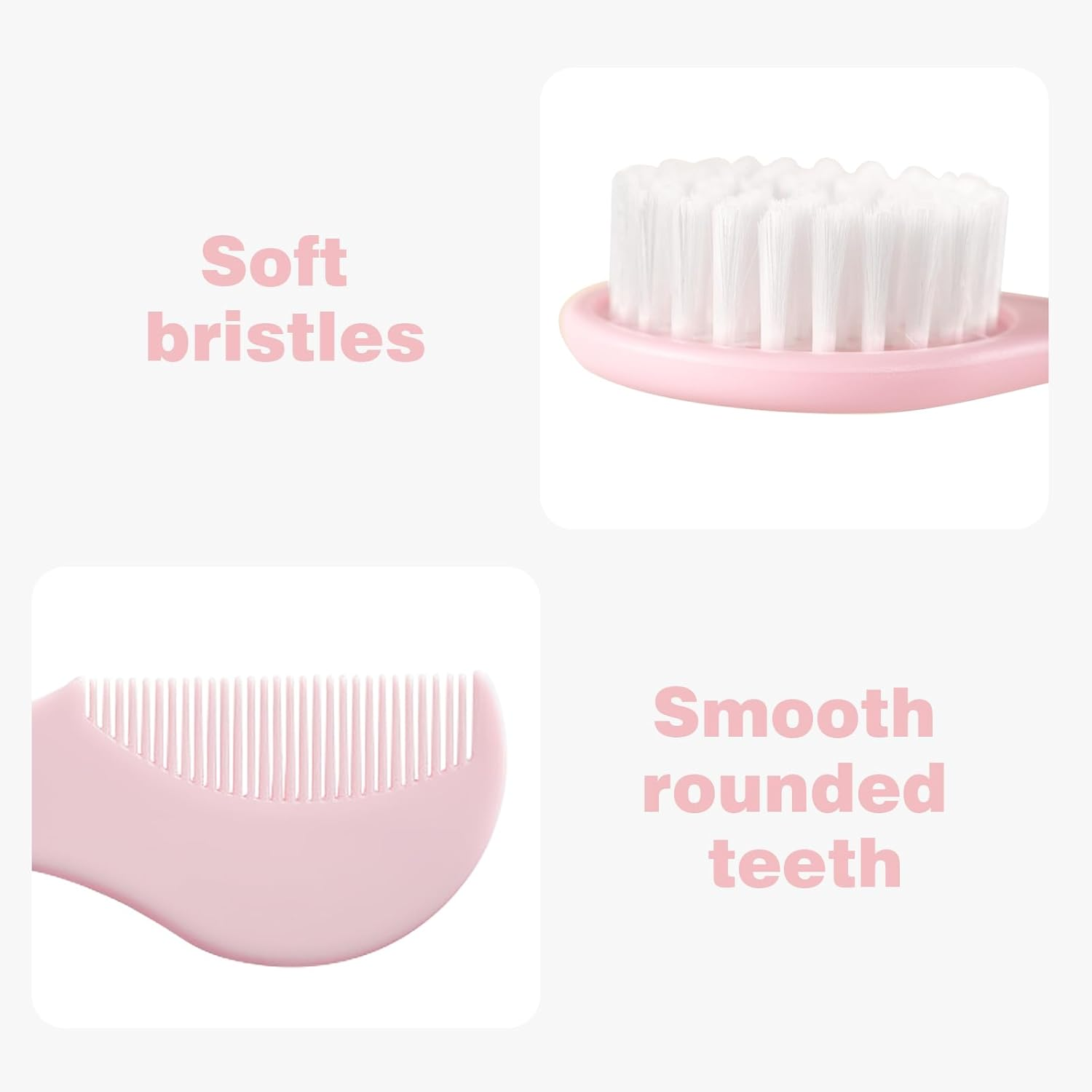 Baby Hair Comb Set Soft Baby Hair Brush Baby Comb Hair Comb Set Newborn Baby Hair Brush and Comb Set Baby Care Hair Brush for Girls and Boys,Ideal Present for Baby Pink image number 6