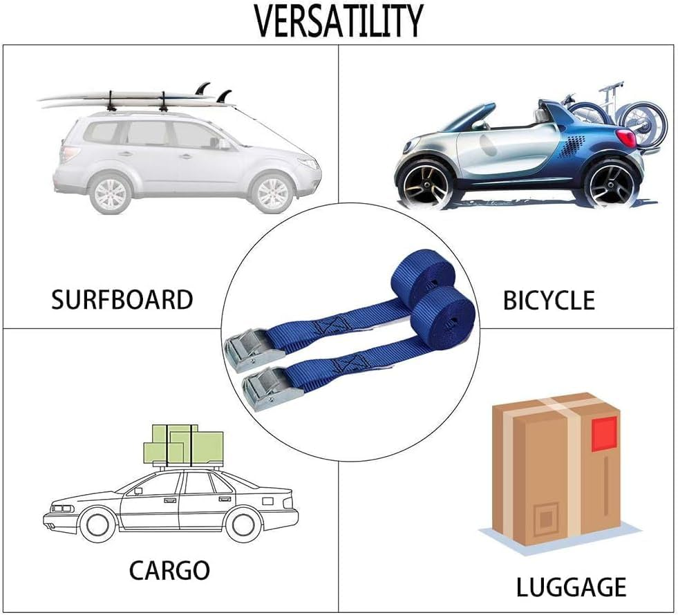 Cam Buckle Straps Powersports Tie-Downs Lashing Straps, for Securing Cargo, Luggage, Motorcycles, Kayak(Black, 2.5CM*60CM) image number 1