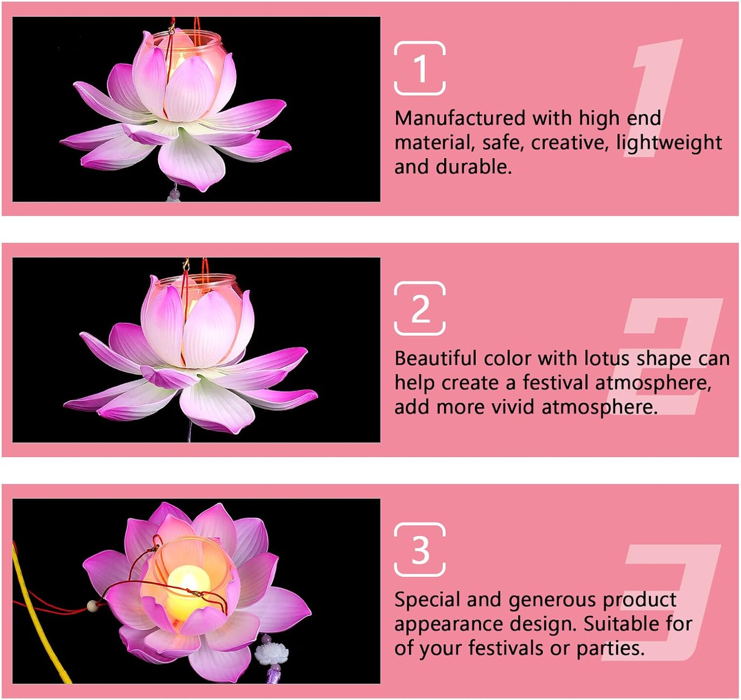 BCOATH DIY Lotus Lantern Kit Small Purple Handheld Festival Lantern Pendant Craft Supplies for Mid-Autumn Festival &rsquo; Holiday Decor image number 2