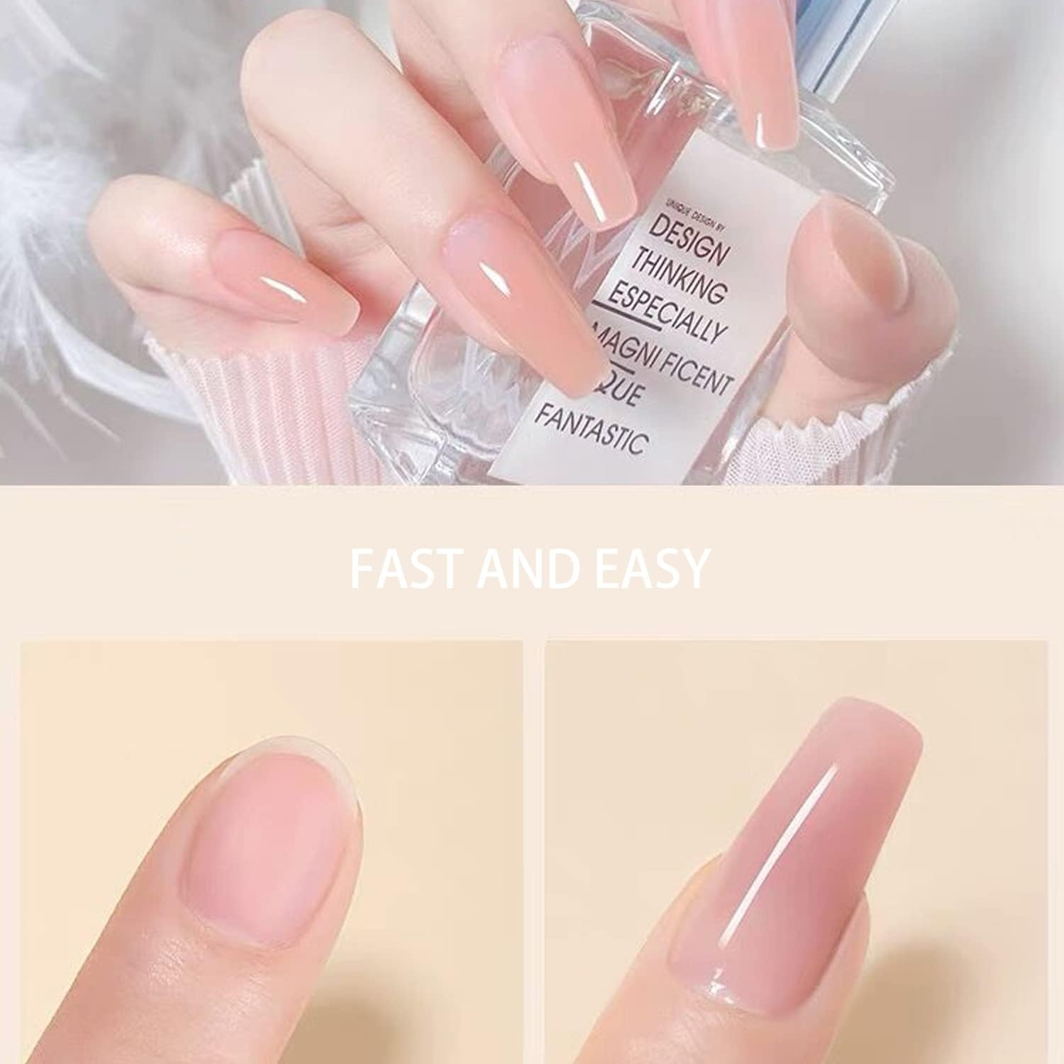 Vishine Poly Extension Gel Nail Kit Mini Nail Lamp Needed Clear Builder Jelly Gel Pink Nude Poly Nail Enhancement Trial All in One French Manicure Kit for Nail Art Starter Kit Nails image number 1