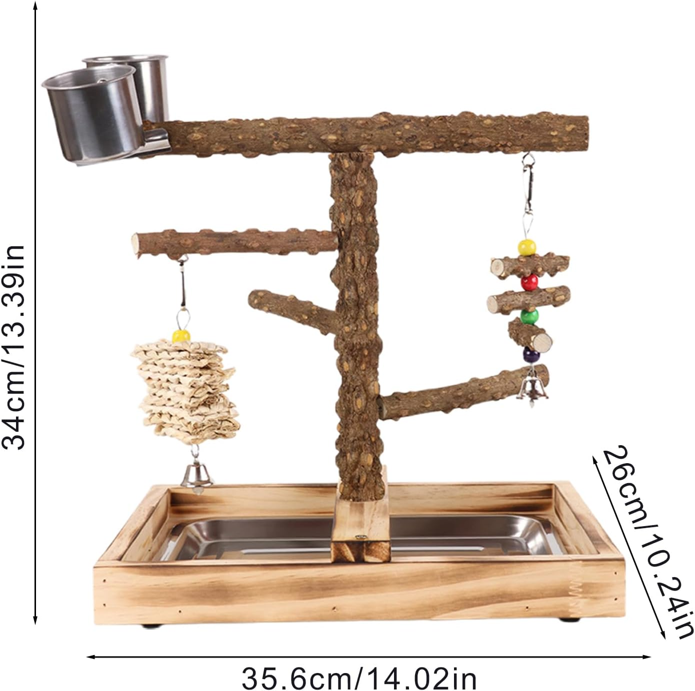 Gamepark for Birds - Integrated Feeder, Endurance Gym Training, Indoor Food Toys Exterior Gym Equipment Portable Picote Resistant Natural Wood Posts Gymnastic Bird Game Park | Integrated Resistance image number 5