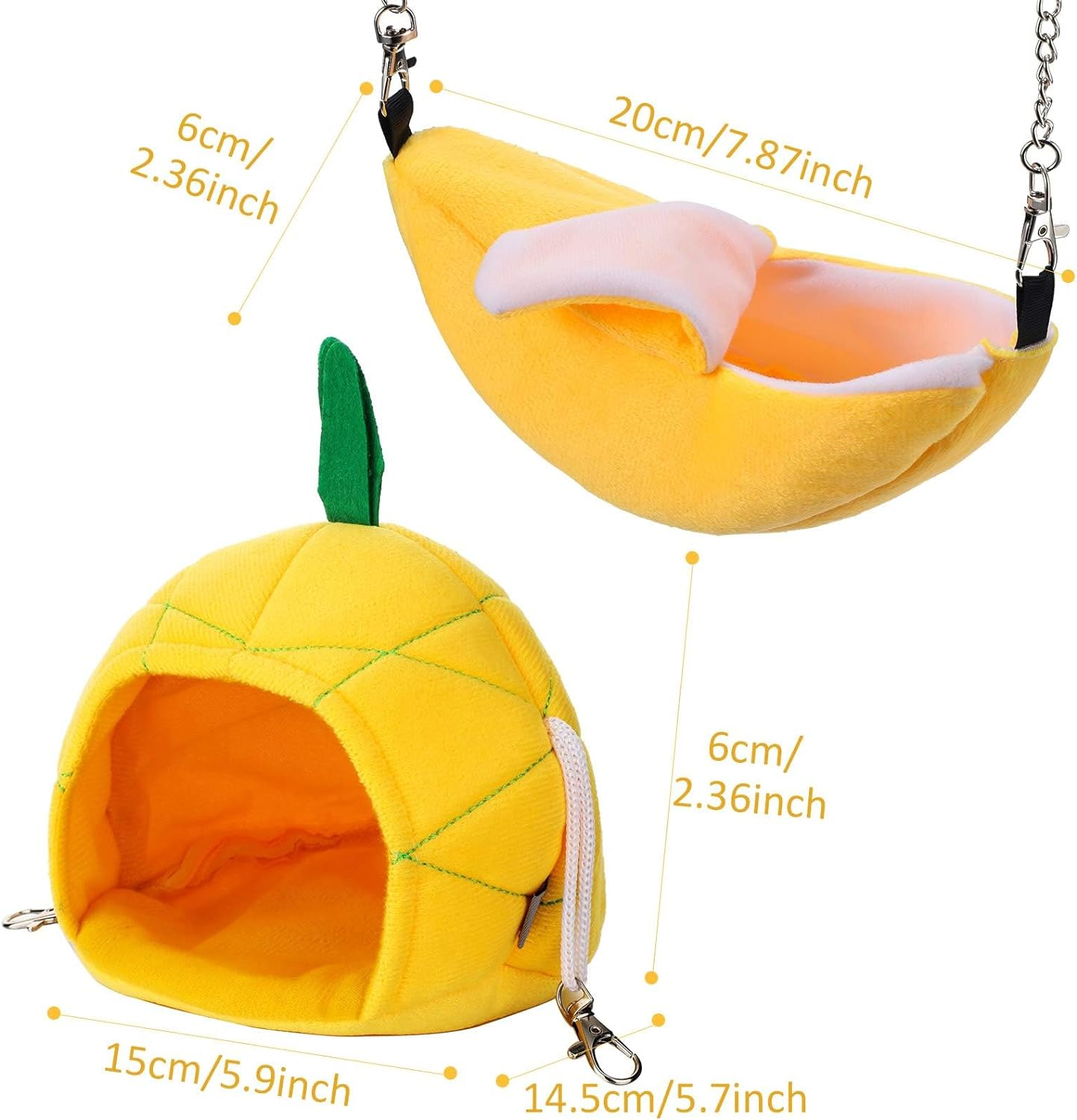 Hamster Cage Accessories Hammock Soft Bed Small Pet House, Small Animals Hideout Hanging House Cage, Nest for Guinea Pig Rat Chinchilla Bearded Dragon Sleep and Play Toy (Yellow) image number 4