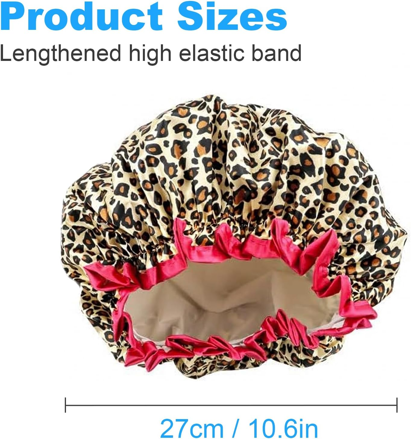 Reusable Shower Cap for Women - Extra Large Elastic Hair Bath Cap, Double Waterproof Layers for Bathing/Swimming, Eco-Friendly & Adjustable（4 Pack） image number 3