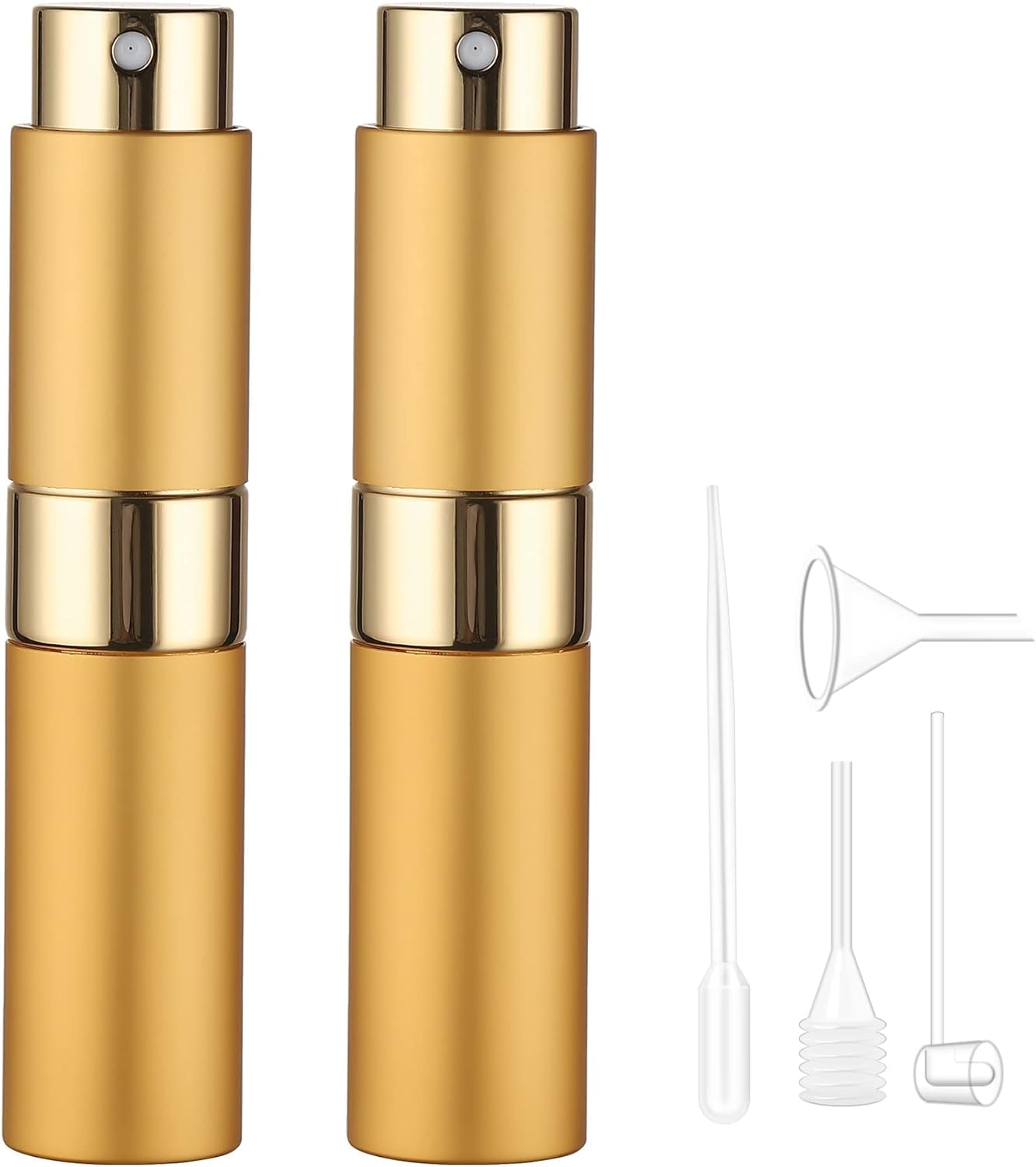 8ML Atomizer Perfume Travel Refillable (2 PCS) Empty Travel Cologne Sprayer Bottles Refillable, Mini Portable Dispenser(2 Gold)