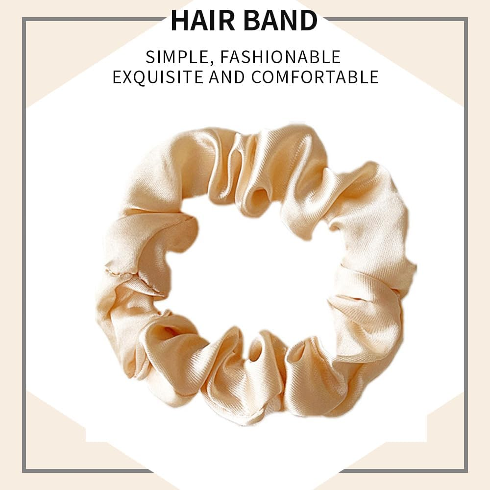 4PCS Hair Ties Silk Scrunchie Silks Scrunchiesilk Hair Tie Large for Women Thick Curly Hair No Crease Soft Less Pulling - Brown And Black image number 2
