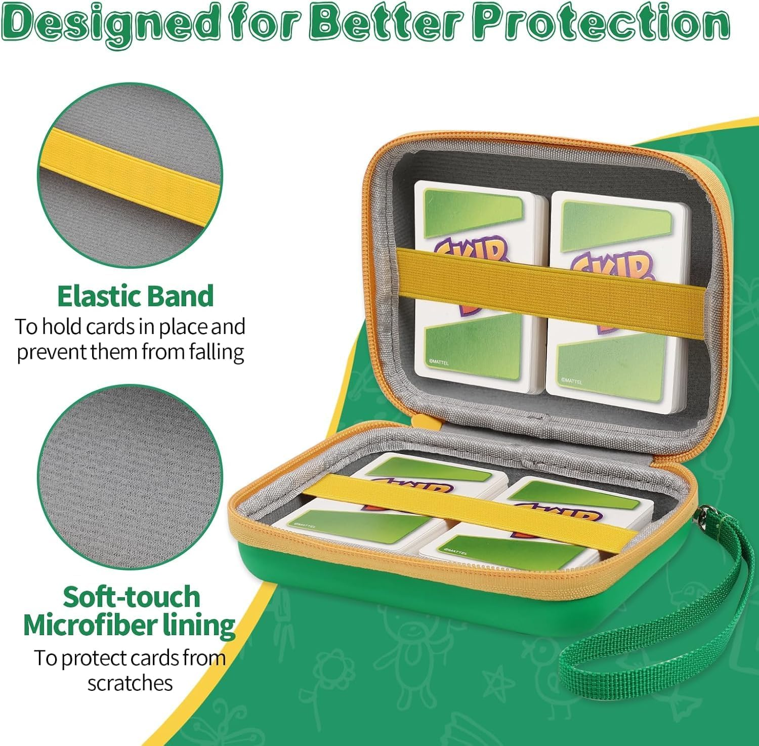 ZIENVE Storgae Card Carrying Case Compatible with UNO Card Case, Playing Card Case, Game Card Holder, Travel Hard Case Capacity Max for 300 Cards, Green image number 6