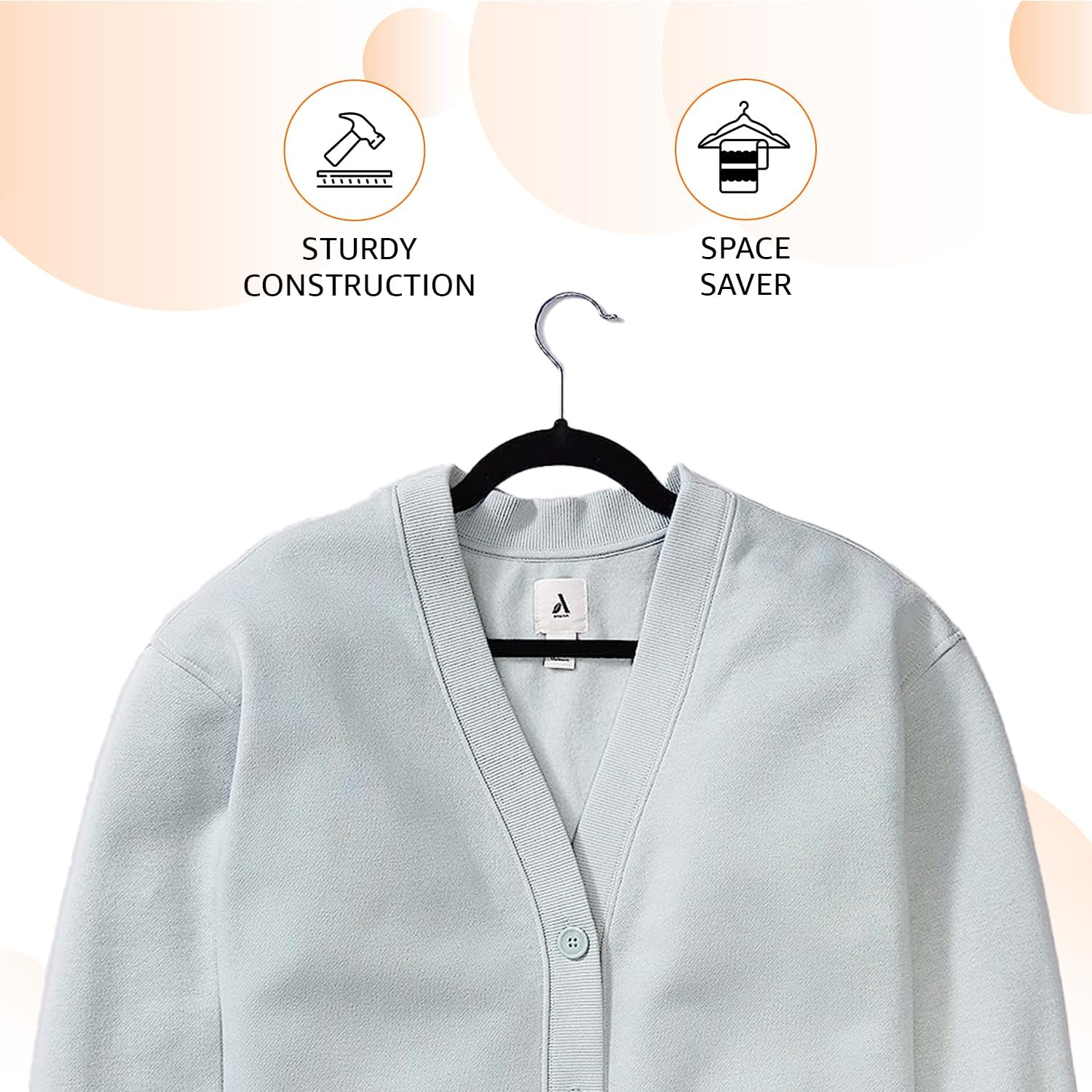 Amazon Basics Slim, Velvet, Non-Slip Suit Clothes Hangers, Black/Silver - Pack of 30