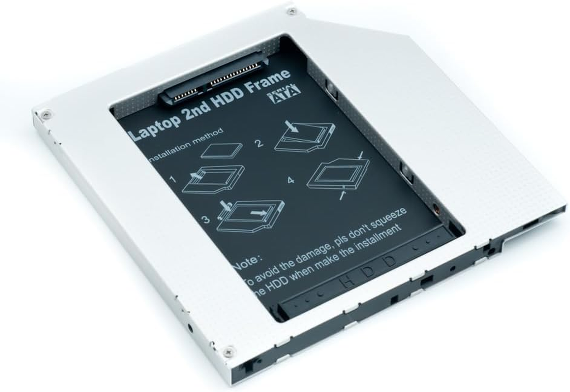 QUMOX 2.5" SATA Hard Drive Caddy Adapter for 9.5Mm CD/DVD-ROM Bay, SSD/HDD Tray Enclosure with Bezel & Screwdriver, Compatible with Dell HP Lenovo Thinkpad Acer ASUS MSI Laptop image number 1