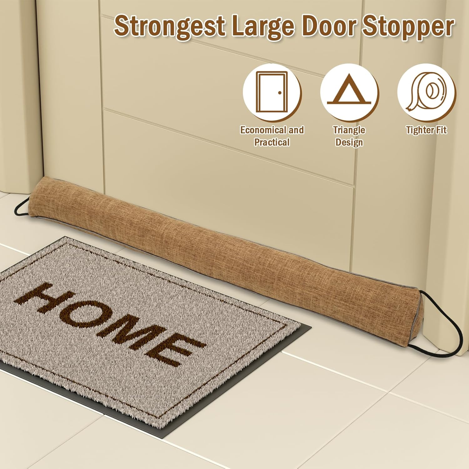Under Door Draft Stopper,36 Inches Triangle Door Draft Blocker with Hanging Loops,Under Door Wind Soundproof Insect Light Blocker, Weather Guard Stripping for Air Seal Insulation (Amber, 36 In)