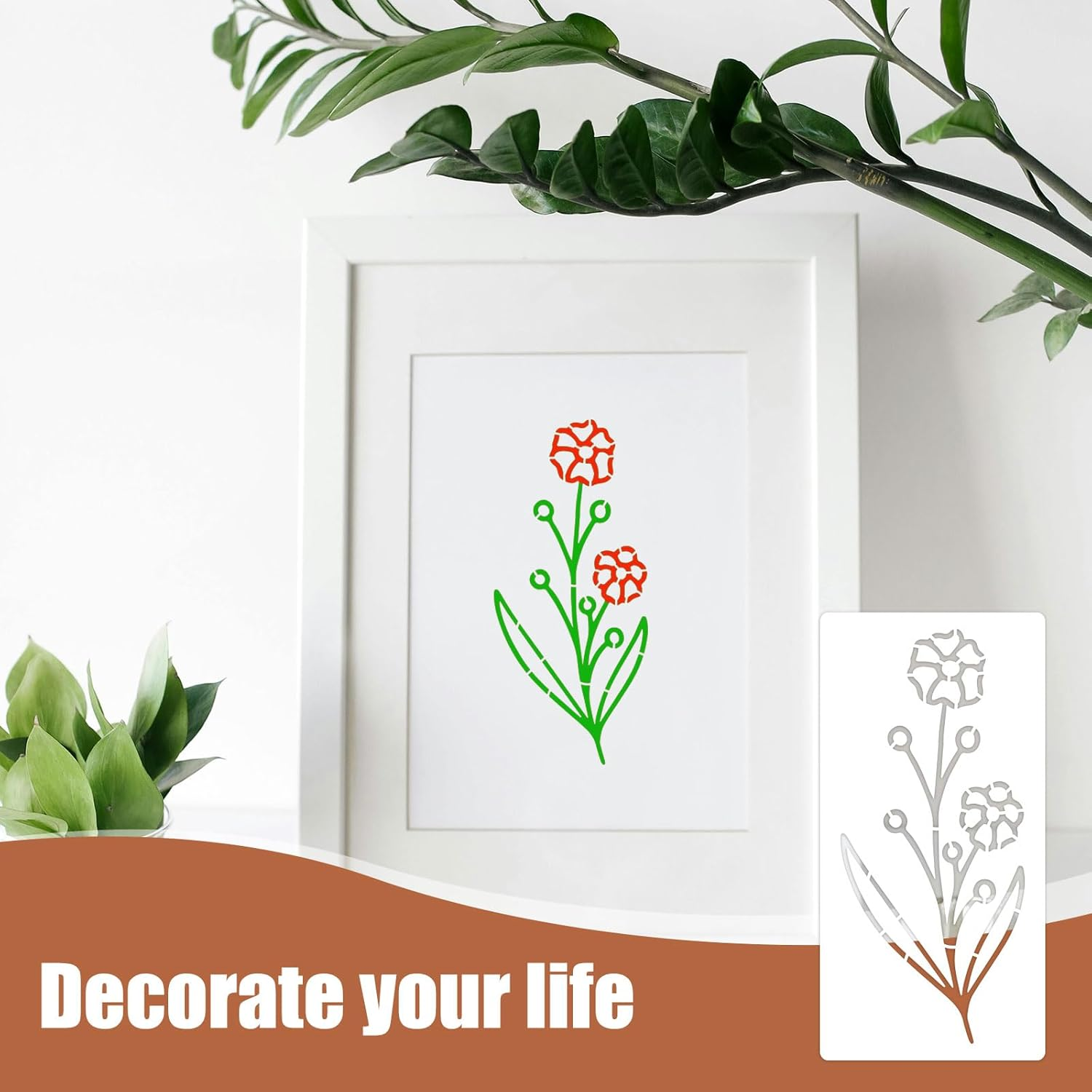 24 Pcs Flower Painting Stencils Reusable Floral Stencils Botanical Art Craft Templates Flower Leaf Stencils for Wall Painting Door Crafts Canvas Decoration image number 5