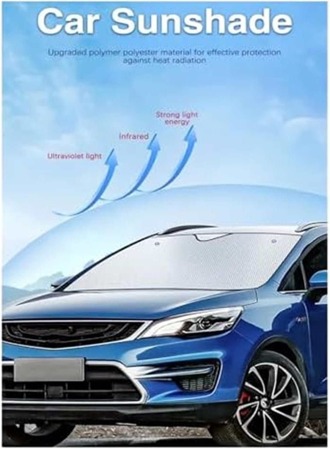 Pexorin Car Sun Shades, for VW, for Caddy, 2K, for Maxi 2003-2019 2010 2011 2012 2013 Car Full Sun Visor Protection Window Sun Visor Sunshade Cover Accessories Car Window Shades(All Sunshades) Car Ful - Black Front Windshield image number 5