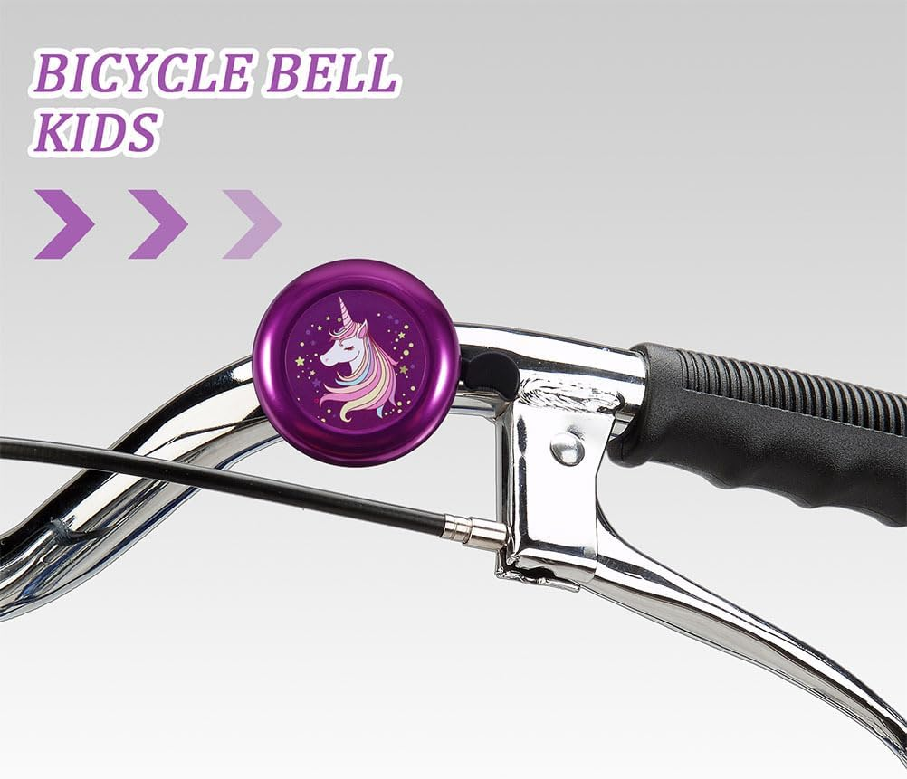 Homoyoyo 2Pcs Bike Bicycle Bell Horn Unicorn, Bike Bell Purple Bicycle Bell, Girls Bike Bell Cartoon Bell Child Plastic Purple with Loud Crisp Clear Sound for Adults Boys Girls Bike image number 1