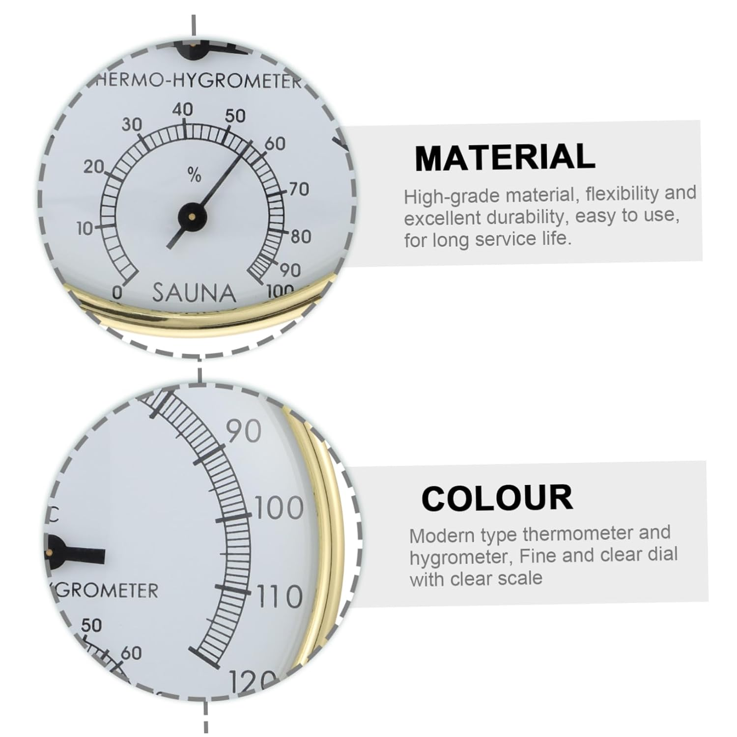 Ibasenice Thermohygrometer Sauna Parts Hygrothermograph for Humidity Temperature Practical Hygrothermograph Thermometer Hygrometer for Sauna image number 2