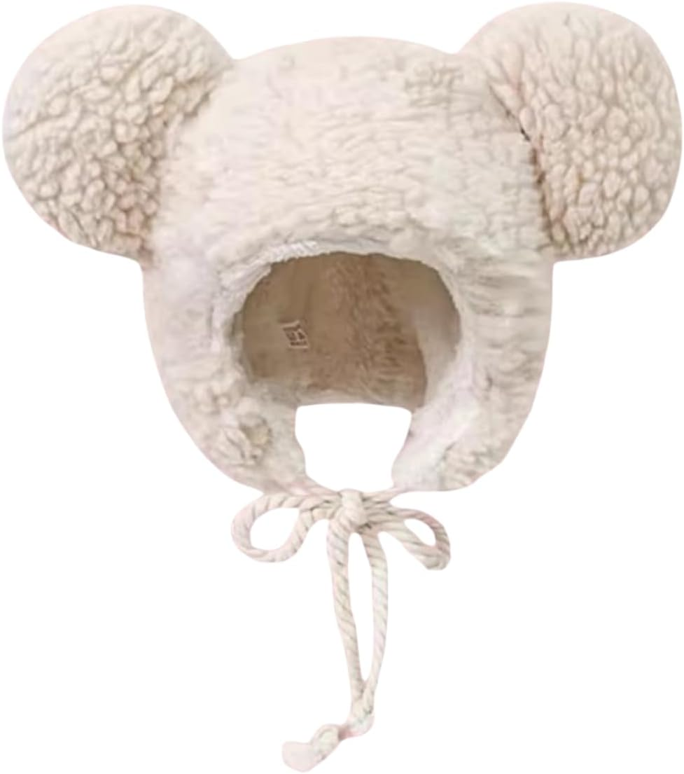 Women Earflap Hat Faux Fur Fuzzy Winter Cap Animal Cap with Ear Flaps Ushanka Cute Bear Plush Beanie for Girls Women Adult image number 5