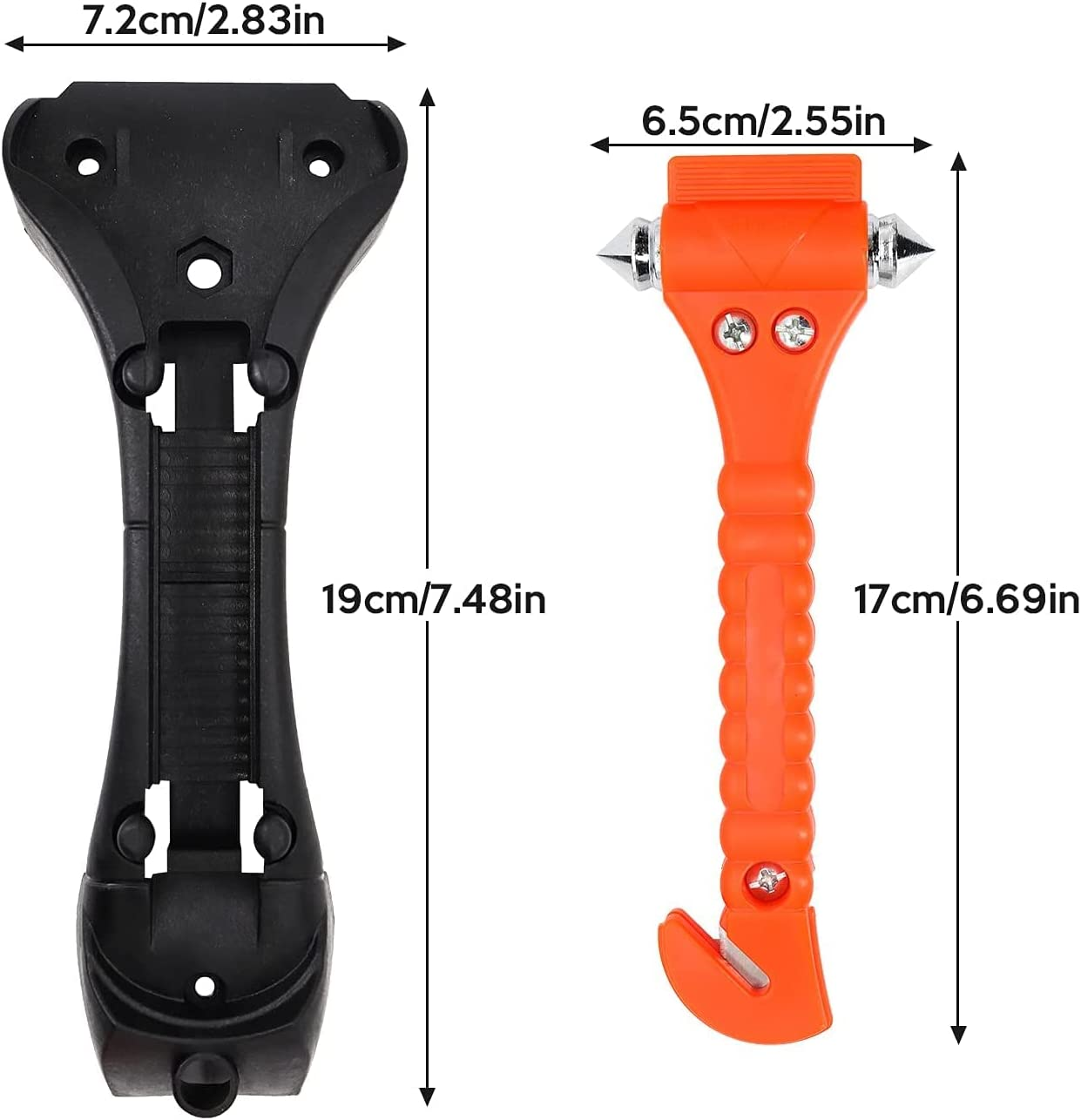 Car Safety Hammer - 2 Pack Emergency Escape Tool - Auto Car Window Glass Hammer Breaker and Seat Belt Cutter Escape 2-In-1 for Family Rescue & Auto Emergency Escape Tools image number 6