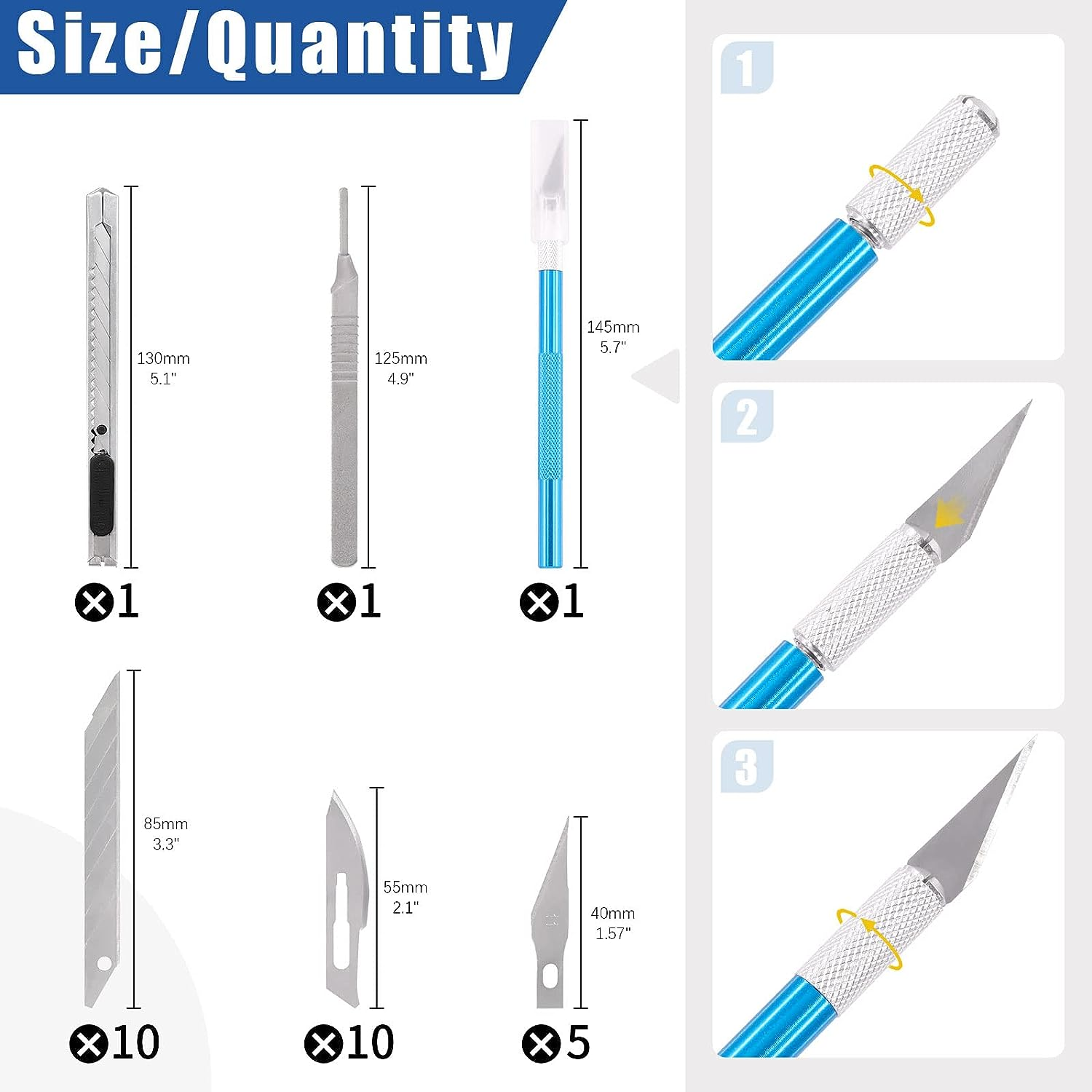 Glarks 47Pcs Gundam Model Tools Kit Model Basic Tools Craft Set Including Utility Knife, Cutting Mat, Tweezer, Files for Cars/Airplanes/Buildings/Gundam/Robots Models Building Repairing and Fixing image number 2