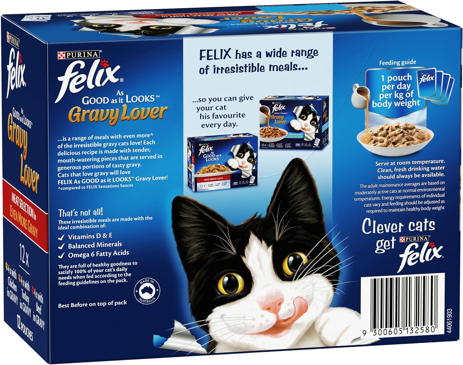 FELIX as Good as It Looks Adult Wet Cat Food Gravy Lover Meat Selection 60X85G image number 1