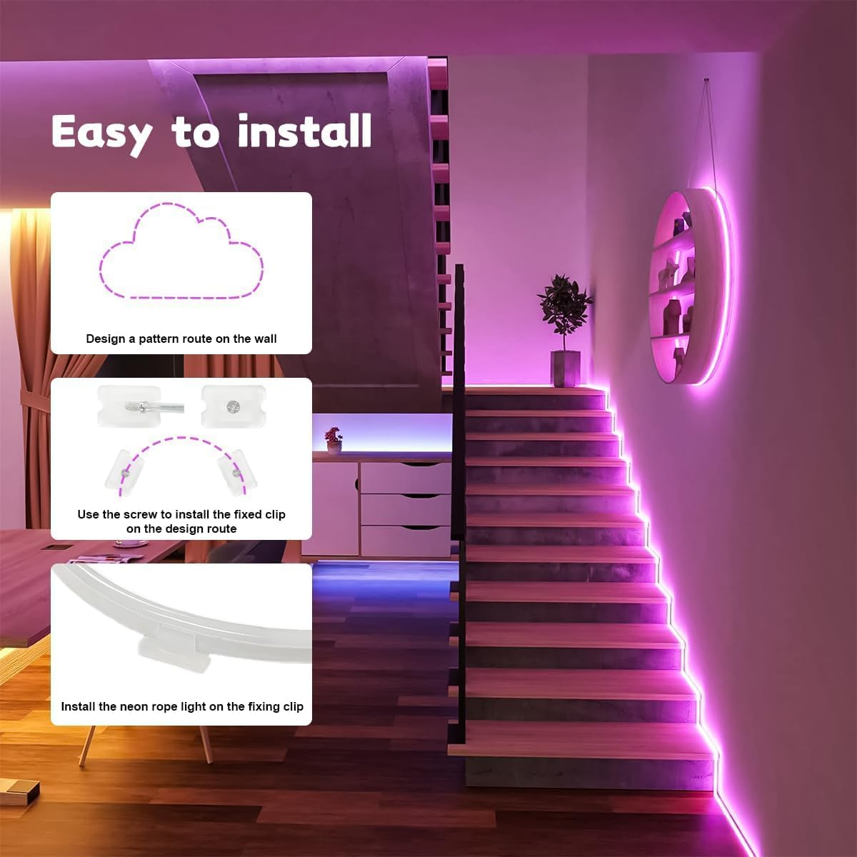 Cozylady 50Ft Bluetooth RGB LED Neon Light, Waterproof RGB Neon Light APP & Remote Control Music Sync 24V Flexible DIY Silicone Light for Party Balcony Indoor Outdoor Decor(2 Rolls of 7.5M)