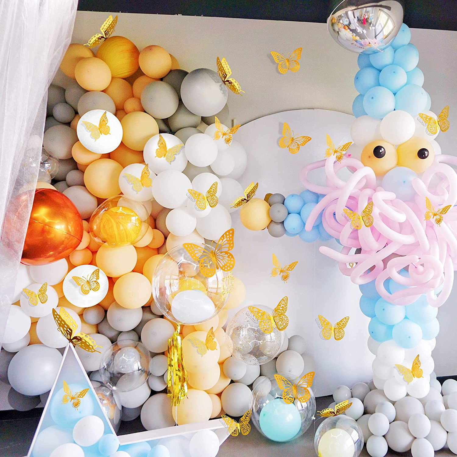 48 Pcs 3D Butterfly Wall Decor,Gold Butterflys Decorations for Birthday Decoration Butterfly Party Decorations Cake Decorations,Wall Stickers,Removable Stickers 4 Styles 3 Sizes,(Gold) image number 5