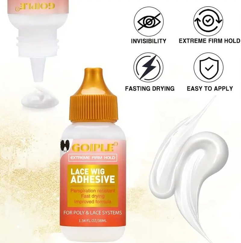 GOIPLE Professional Lace Wig Kit, 38Ml Gentle Solvent, for Toupee and Frontal Systems image number 3