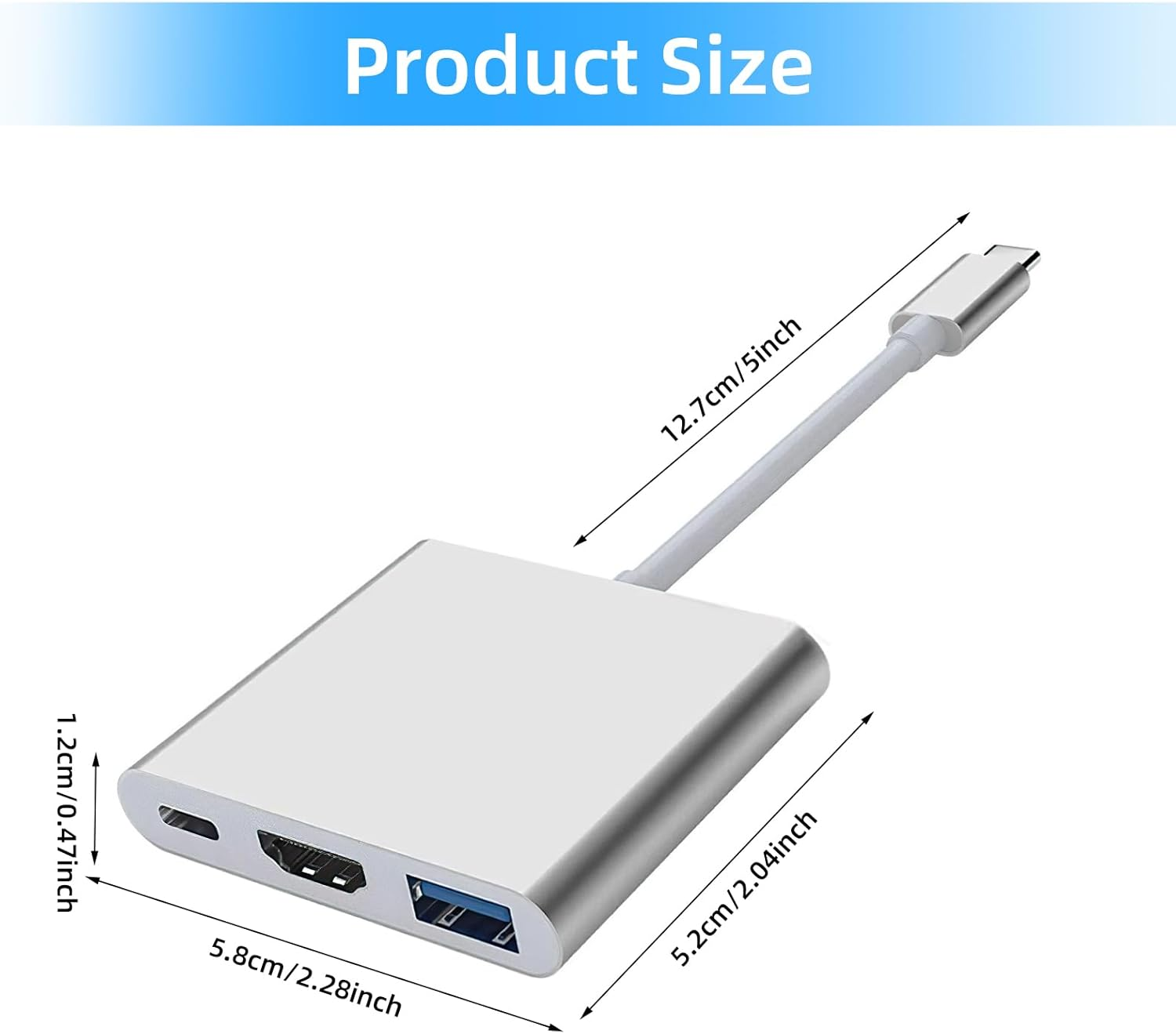 Taekooki 3-In-1 USB C HDMI Adapter, HDMI + USB 3.0 + USB-C Ports, USB C to HDMI Adapter, for TV Adapter, USB C to HDMI, Multiport Digital AV with 4K HDMI, USB-A 3.0, 3-In-1 Plug and Play HDMI USB C image number 2