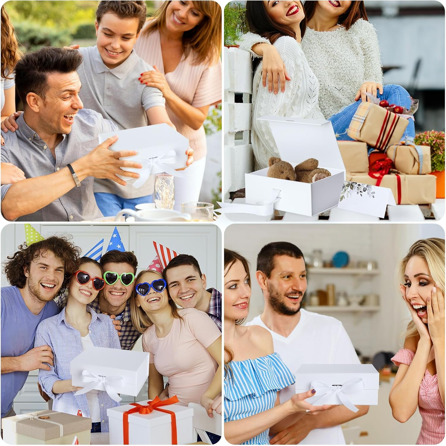 Gift Box with Lid，Geeric Gift Box with Ribbon+Greeting Card Magnetic Closure Lid Gift Boxes Classical Luxury Foldable Case for Birthdays/Weddings/Christmas - Black image number 7