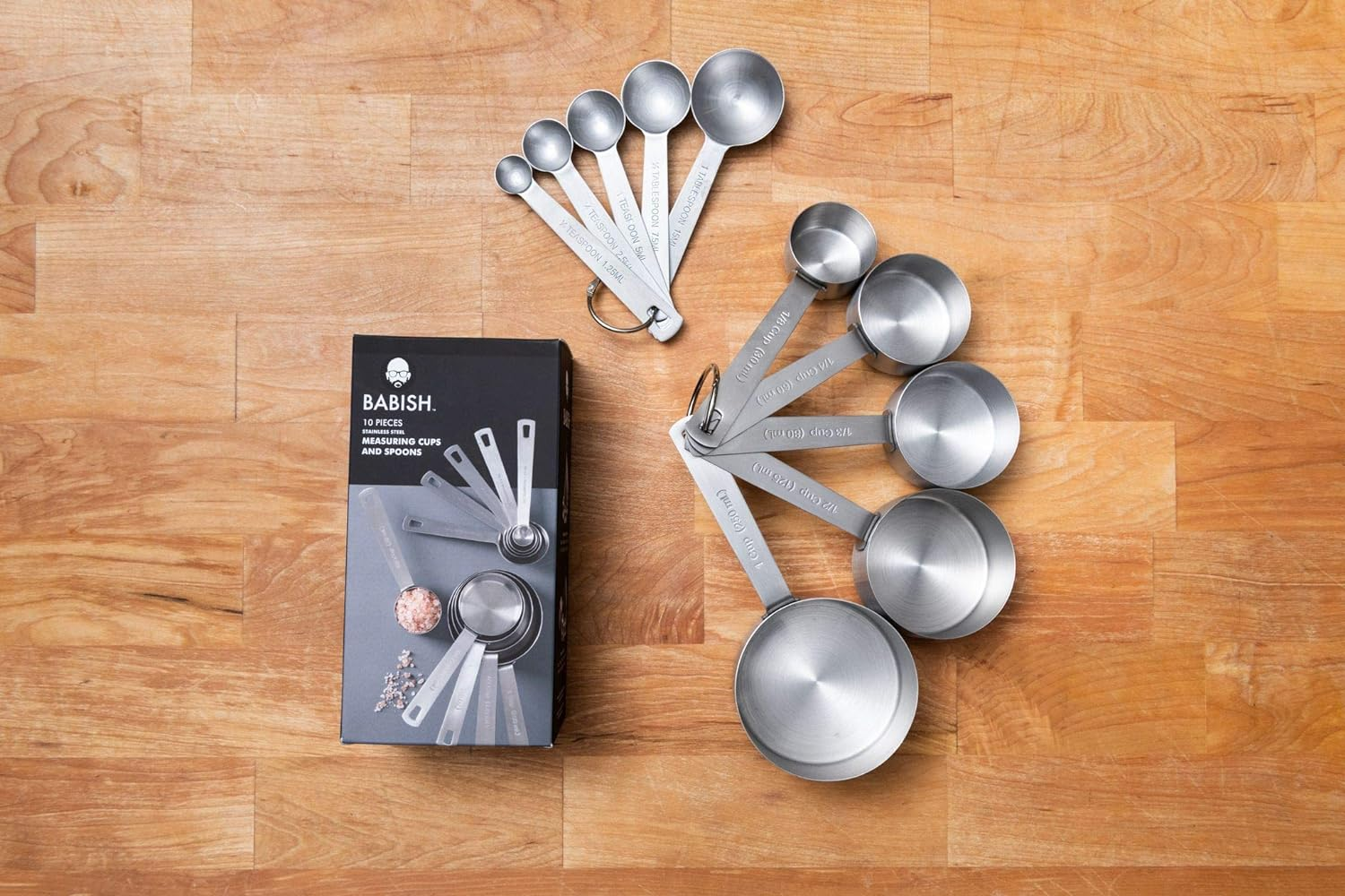 Babish 10-Piece Stainless Steel Measuring Cups & Spoon Set image number 1